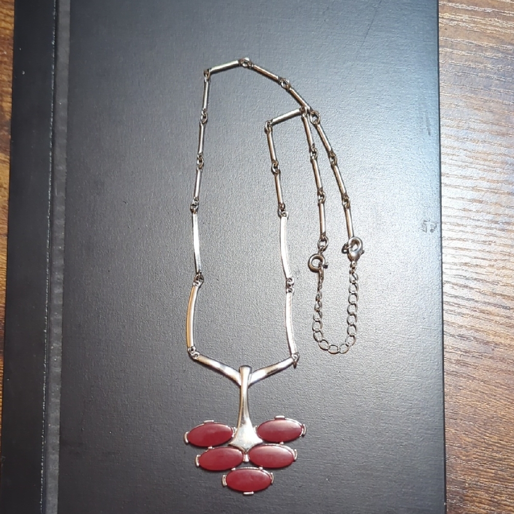 Elegant Silver and Red Necklace